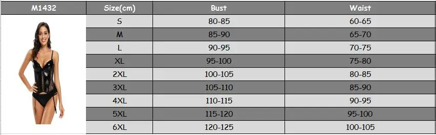 Description Picture 3 of itemWomen Sexy Push Up Bra Erotic Corset 6XL Plus Size Gothic Faux Leather Transparent Lace Mesh Corset Top Elasticity Waist Corset