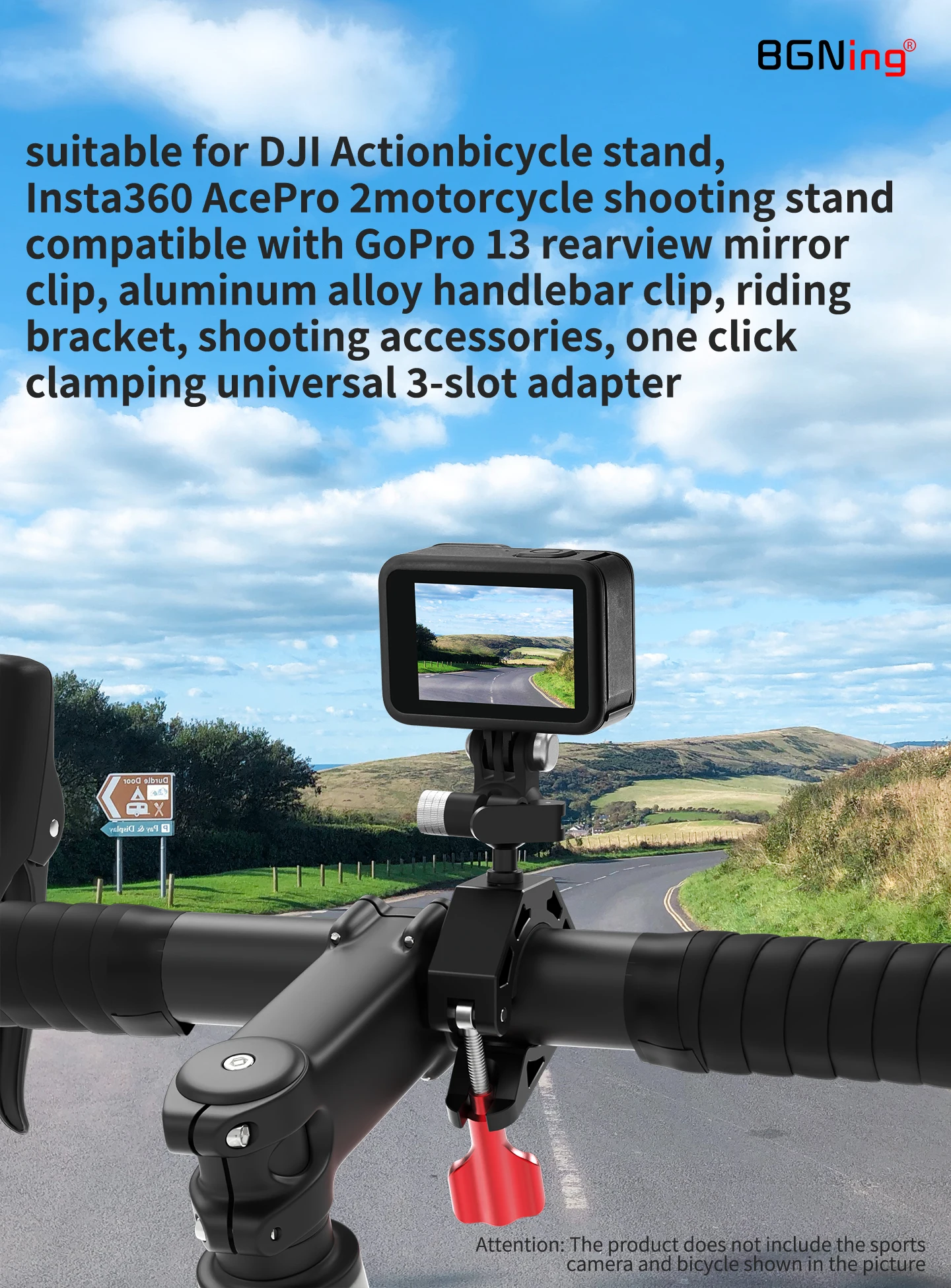 Handlebar Clamp Mount 360 Degree Ballhead Large Tube Bracket Super Clamp for GoP