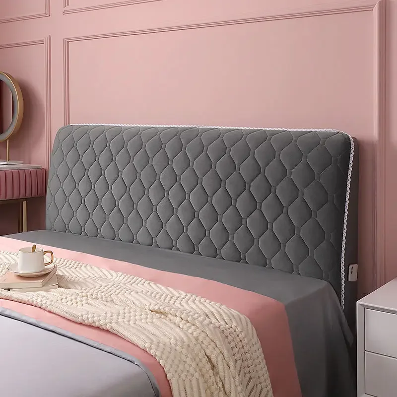 Velvet headboard cover bed headboard cover Soft Thicken Velvet Quilted Headboard Cover Solid Color All-inclusive Universal Bed Head Cover Luxury Bed Back Protector