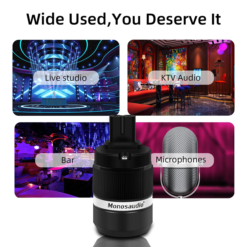 Monosaudio F180 그림 8 순수 구리 전원 플러그, 25A/250V 암 전원 커넥터, IEC320 C7 메인 암 전원 잭