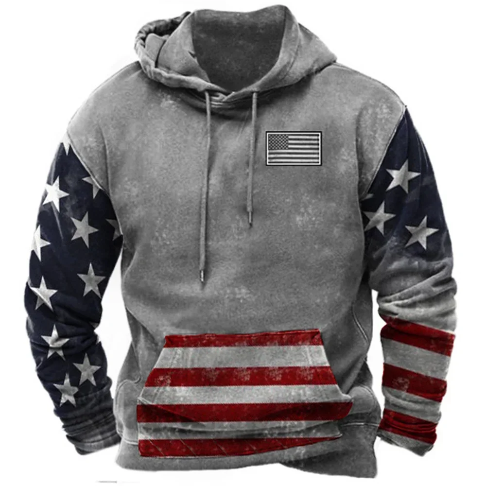 Sudadera con capucha con estampado de bandera de EE. UU. a la moda para hombre, tendencia de hip hop, ropa vintage Harajuku, novedad de primavera y otoño, sudaderas, tops de gran tamaño