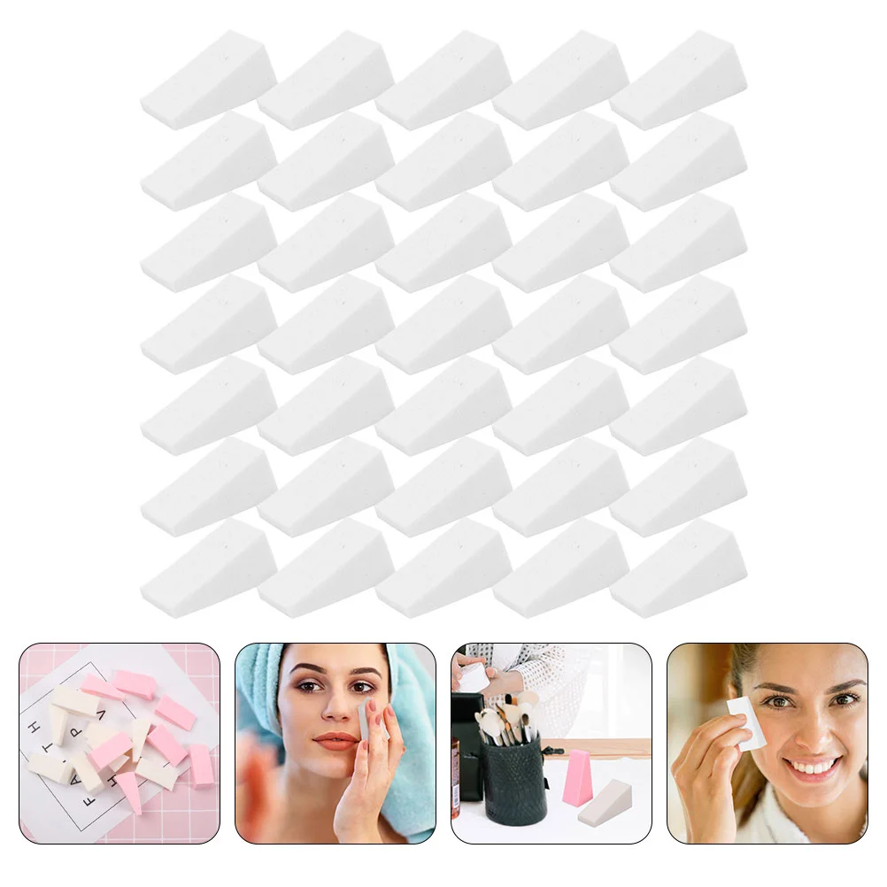 50 Pcs Triangle Makeup Puff Small Sponges Beauty Triangular Portable Face Natural Latex ( )