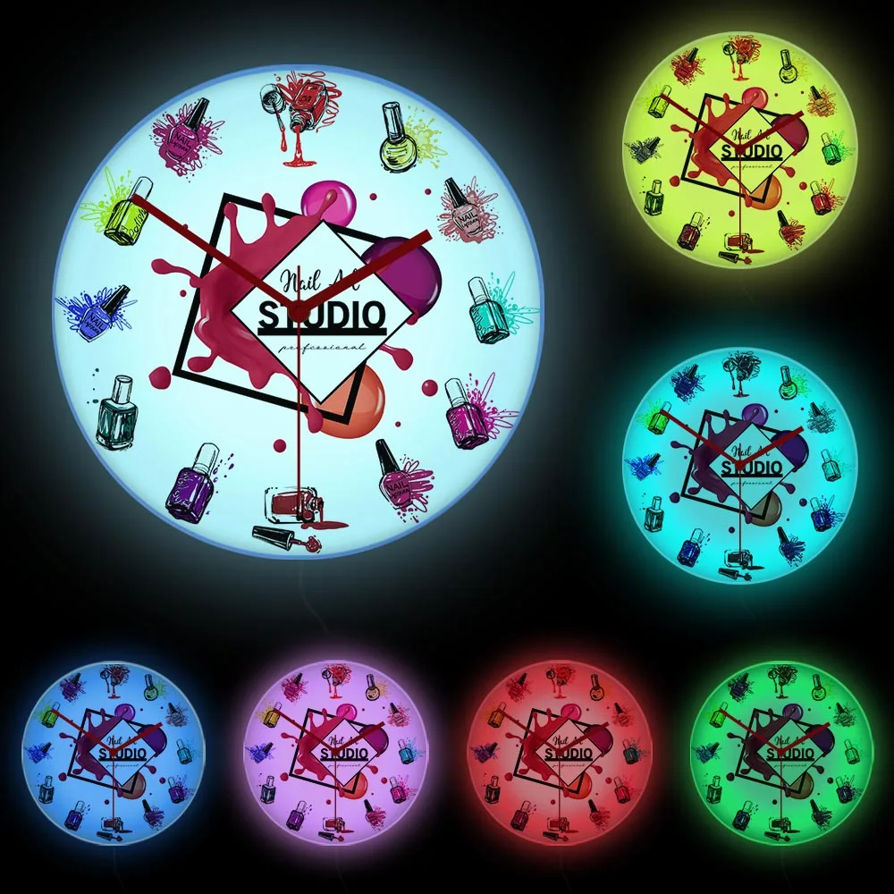 Nail Art Studio Decorative Wall Clock Silent Quartz Clock Haning Wall Watch Beauty Salon Decoration Nail Technician Gift Idea 6