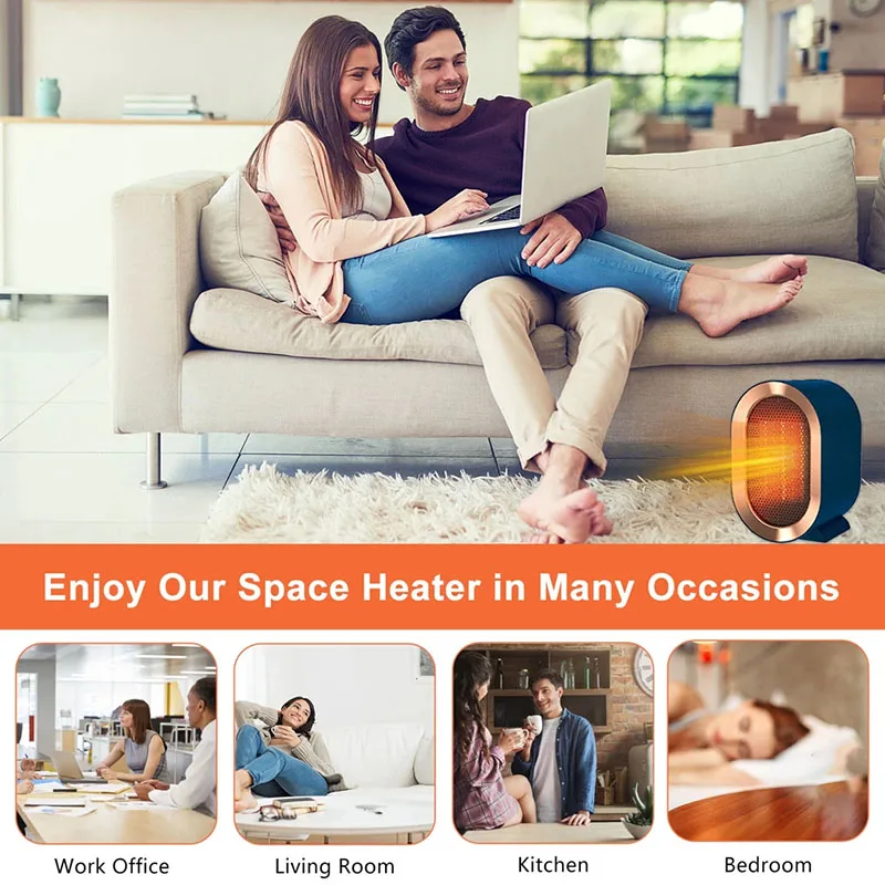 Electric Heater Portable Desktop Fan Heater Heating Warm Air Blower Radiator Home Office Warmer Machine For Winter For US EU 2