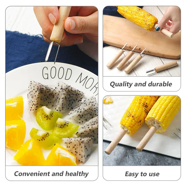 4 Db Fém Villák Kukorica Nyárs Tartó A Cob 10X1,5 Cm -Es Bbq Főzési Szerszámok Rozsdamentes Acél Barbecue Hús - Image 4