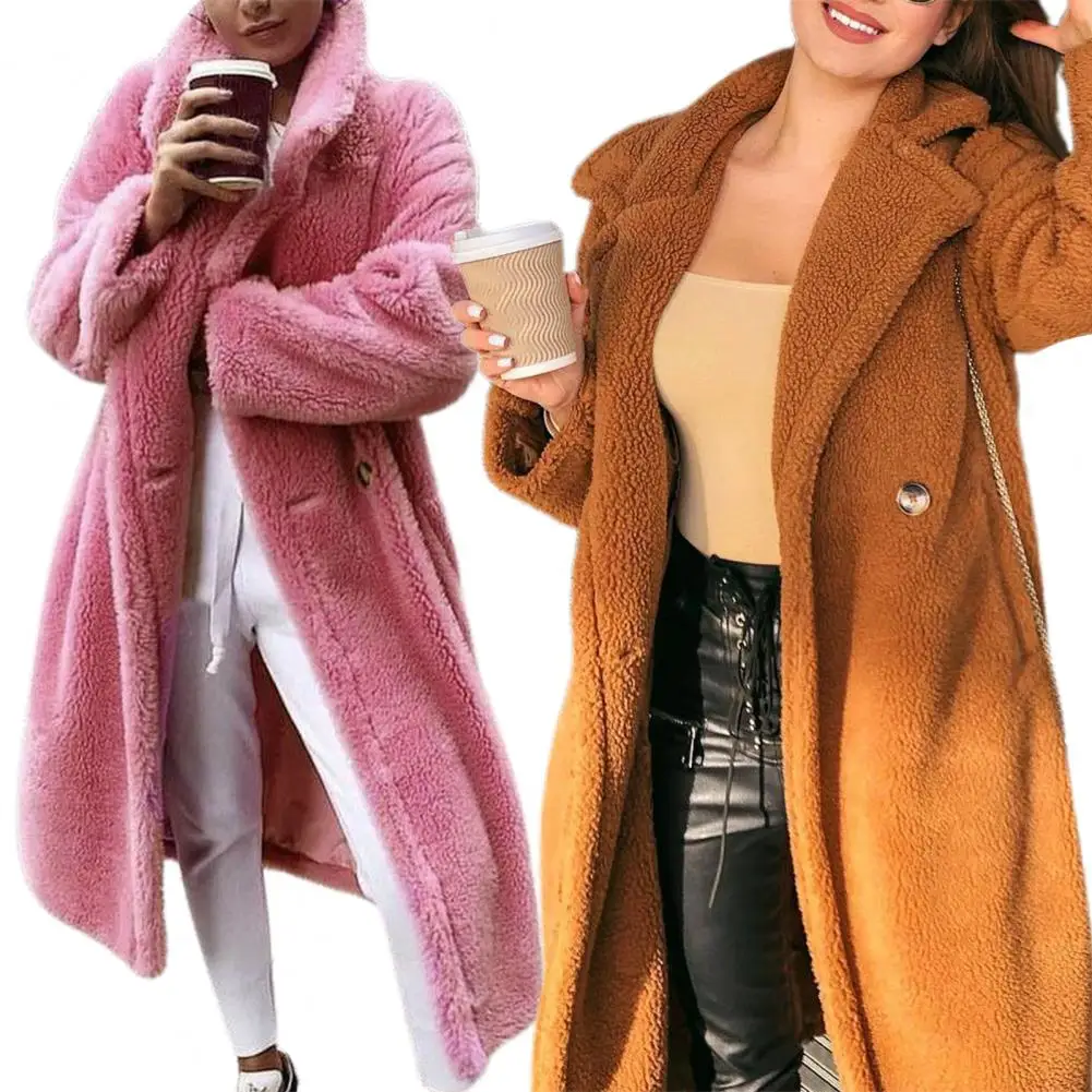 Cardigan Coat Super Soft Women Overcoat 3 Colors Turndown Collar  Excellent Fade-resistant Women Solid Coat Jacket