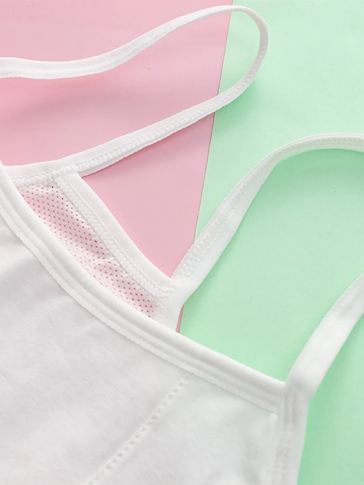 LJMOFA Cotton Kids Sports Bra Yoga Gym Running Bra Tops Girls For 12 Y Full Cup Underwear Training Puberty Reticulated B251