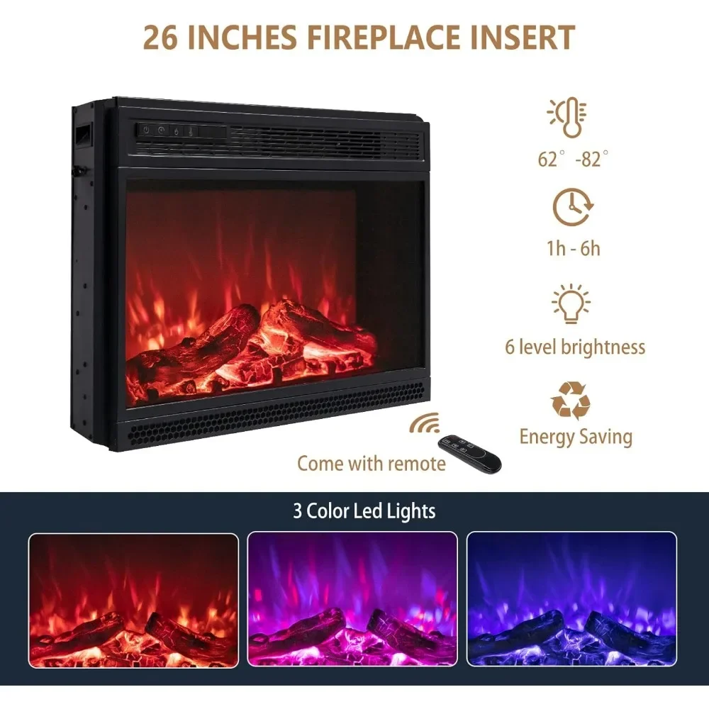 Electric Fireplace with Mantel, Fireplace TV Stand for TVs Up to 85'', Modern Entertainment Center with Storage 3