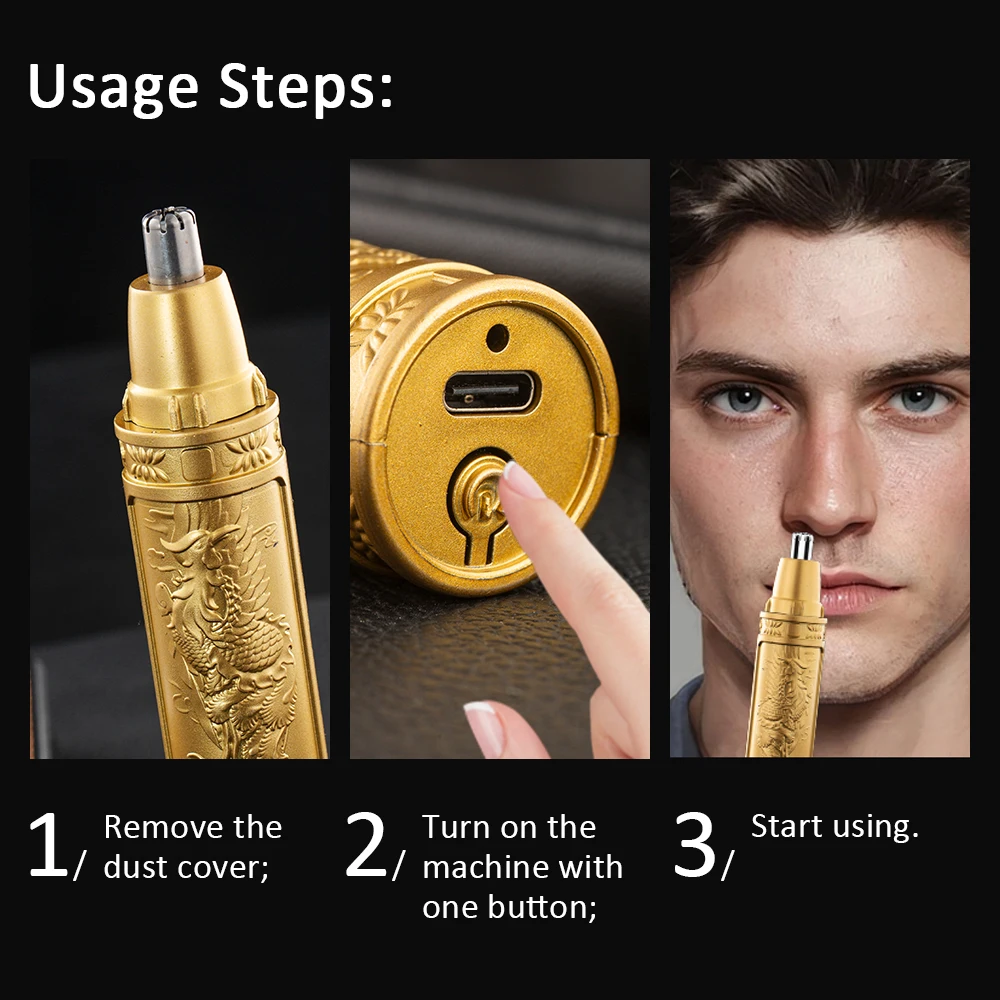 Ear and Nose Hair Trimmer for Men 360 Rotating Dual-Blade Electric Shaver Professional Ear Nose Hair Clipper Facial Hair Removal 6