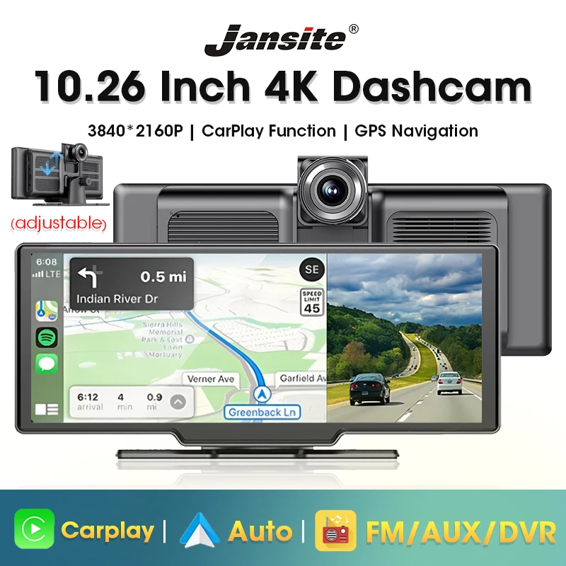 10/11.26 inch 4K Dash Cam with Dual Lens & GPS Navigation