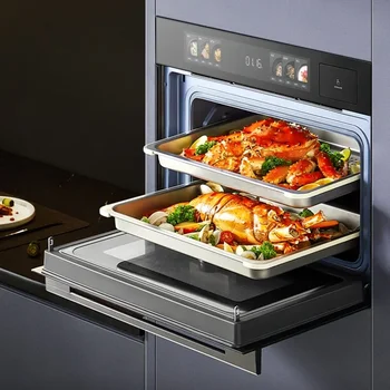 52L Built-in Microwaving Steaming Baking Frying and Stewing 5 in 1 Oven Double Hot Air Kitchen Microwave Oven and Steamer AIO