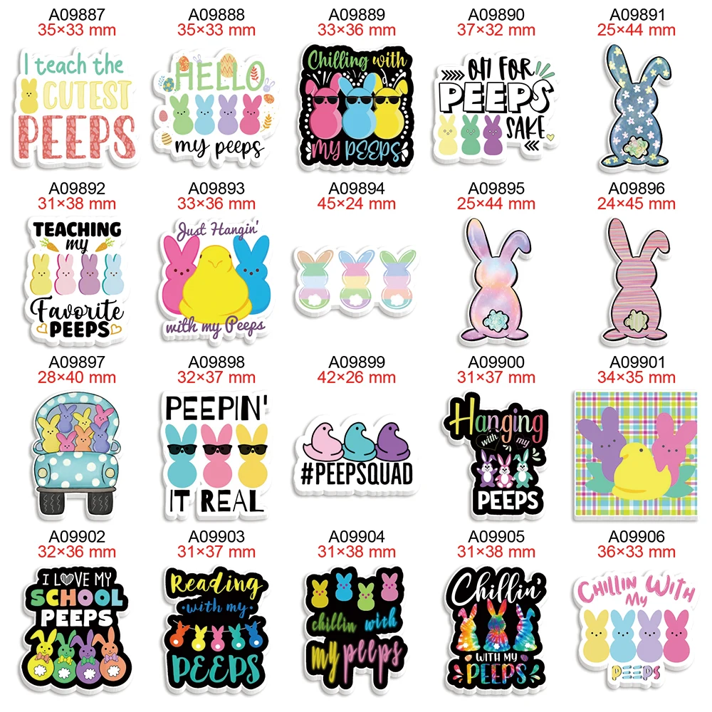 Printed Easter Cartoon Planar Resin Flatback DIY Hairbow Accessories Decoration Craft Supplies Handmade Material for Gifts 30pcs