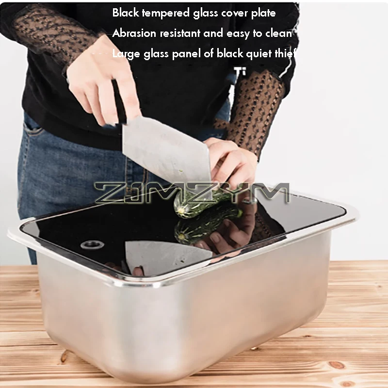 RV Sink RV Sink With Faucet for Caravan Round & Square Stainless Steel Hand Wash Basin Sink with Tempered Glass Lid Camper Accessories