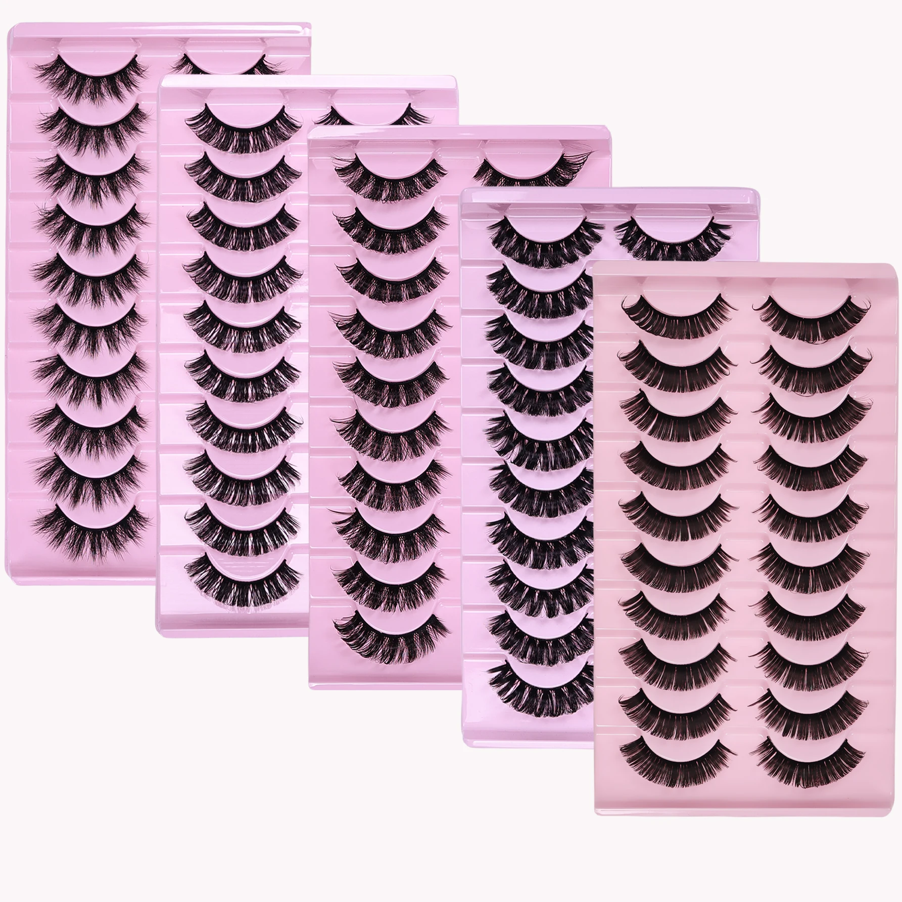 D-Curl Russische Streifenwimpern Flauschige Volumen-Falschwimpern D-Curl Dramatische Unordentliche Katzenaugen-Wimpern Make-up Kunstwimpern