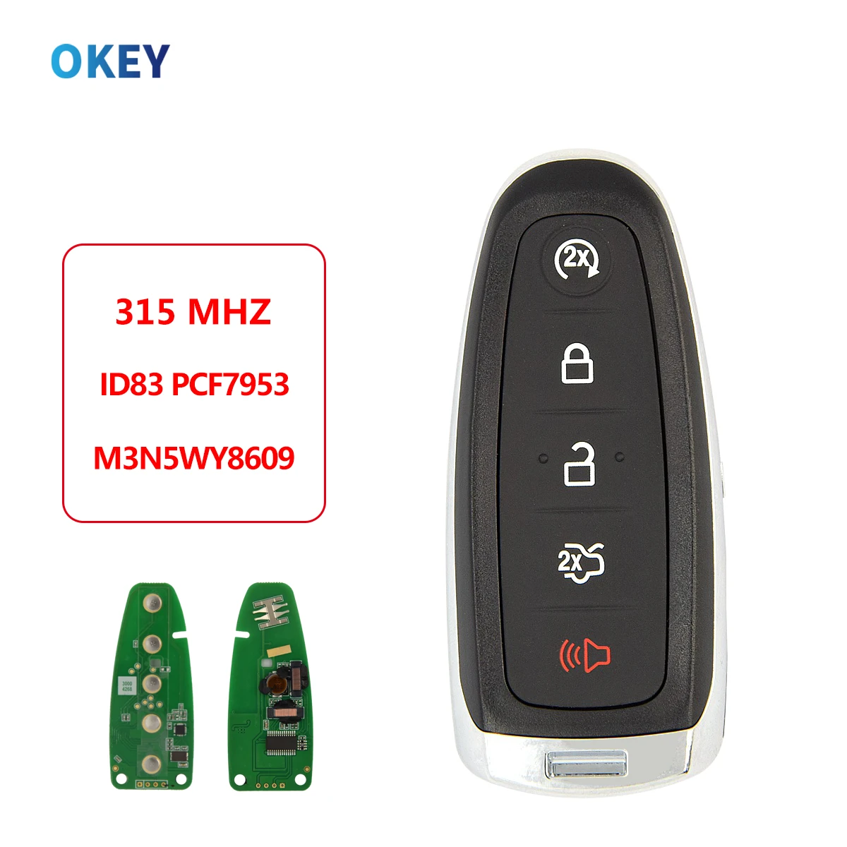 Okey Remote Car Key 315mhz Id83 Chip For Ford Explorer Edge Flex Cmax