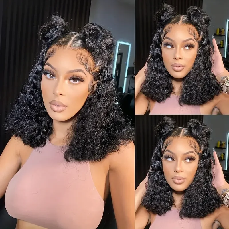 

Deep Wave 13x6 13x4 Lace Front Wigs Human Hair Wigs For Women Pre Plucked With Baby Hair Black Color 150% Density