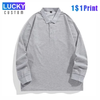 Polo da uomo abbigliamento sportivo Top Casual a maniche lunghe ricamo personalizzato stampa Logo abbigliamento moda risvolto Top 4xl