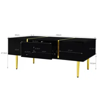 Table basse Table basse rectangulaire Salon Table basse moderne en noir brillant et 2 tiroirs 6
