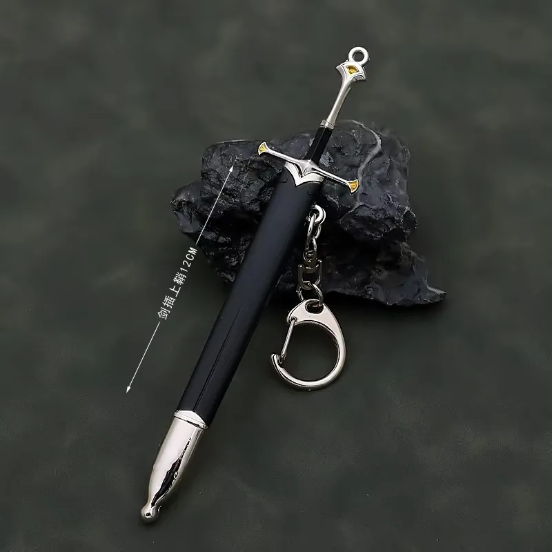 12cm Aragorn Narthil Sword Keychains LOTR Anduril Medieval Weapon Metal Katana Samurai Sword Keychain Ornaments Toys collections 4