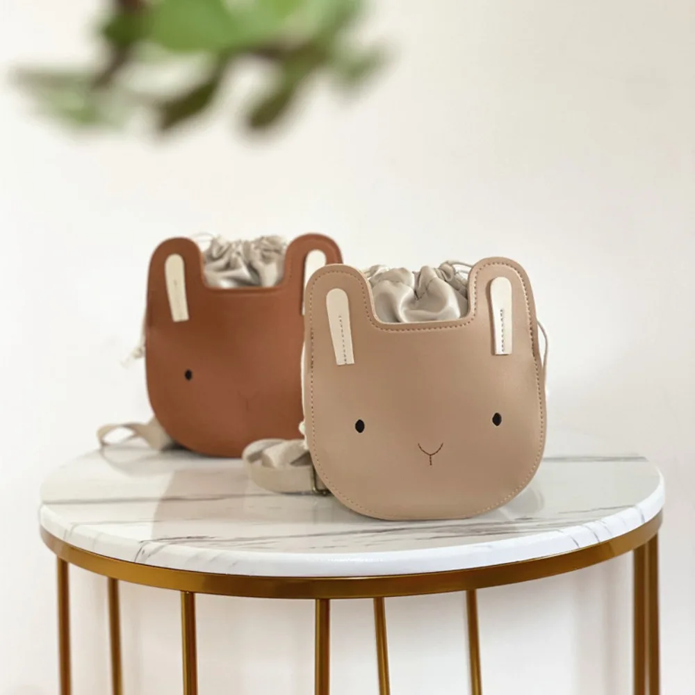 

PU Leather Baby Backpack Cartoon Lightweight with Drawstring Infant School Bag Bear Rabbit Baby Student Bags Girls