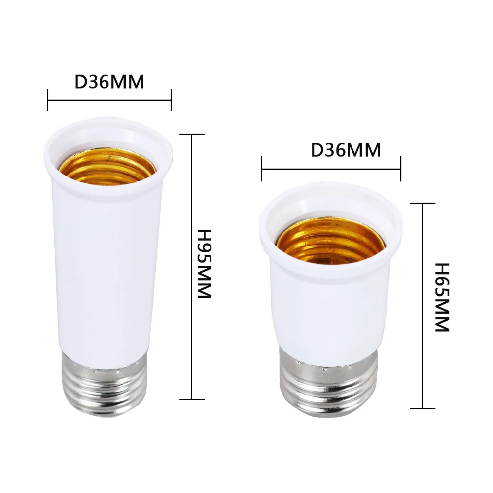 5PCS E27 To E27 Lamp Base Extender 65mm 95mm Lamp Holder Converter E27-E27 Flame Retardant Lamp Socket Adapter For Light Bulb