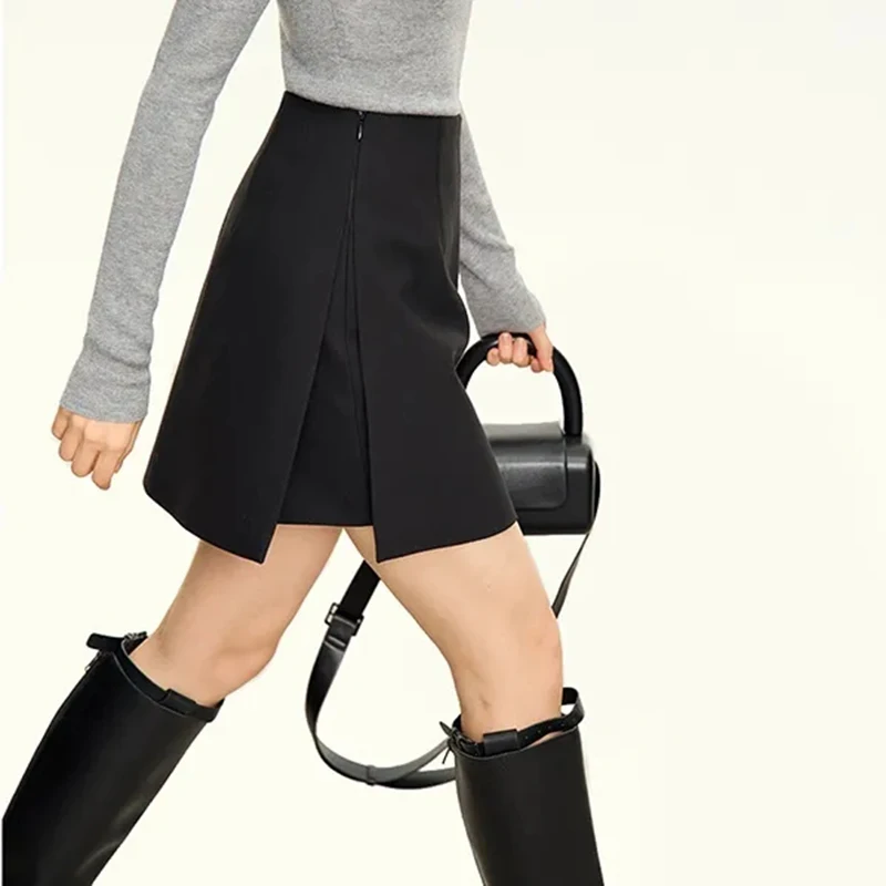 Women Simple Casual Shorts Skirts Korean High Waist Office Lady Commuting Straight A Line Skirts Solid All Match Female Skirts 1