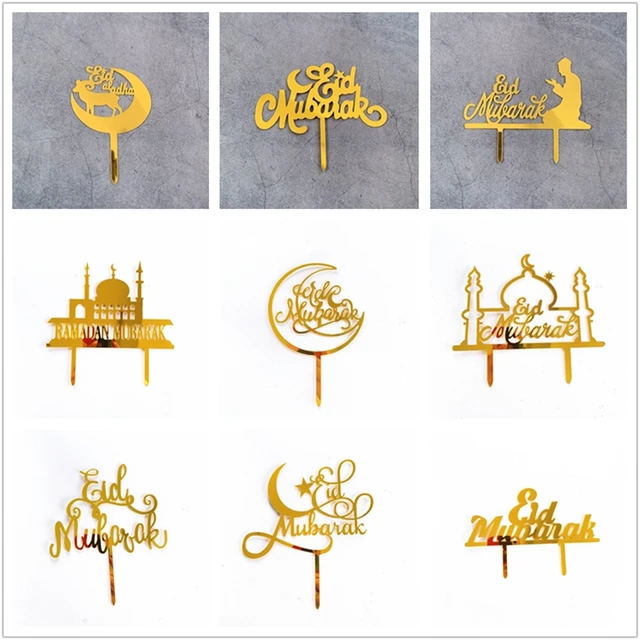 Uomily 10Db/Set Eid Mubarak Torta Tervezés Ramadan Topper Fondant Süteménydekoráció Süti Akril Sablonok Sütőeszközök