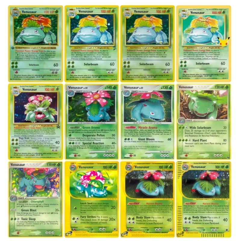 

Pokémon Venusaur Series Animation Characters English Version Refraction Flashcards Anime Classics Game Collection Cards Toy