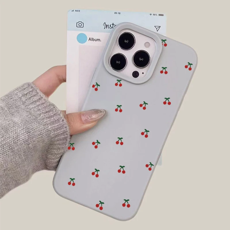 ตัวเลือกสินค้า เคสซิลิโคนนิ่ม iPhone 15/16 Plus ลายการ์ตูนเชอร์รี่น่ารัก