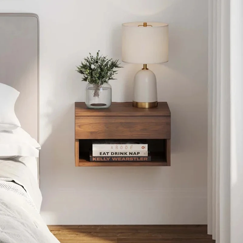 

Hidden Storage Floating Nightstand With Secret Compartment Wide 30 Cm Wood Mounted Bedside Table Modern