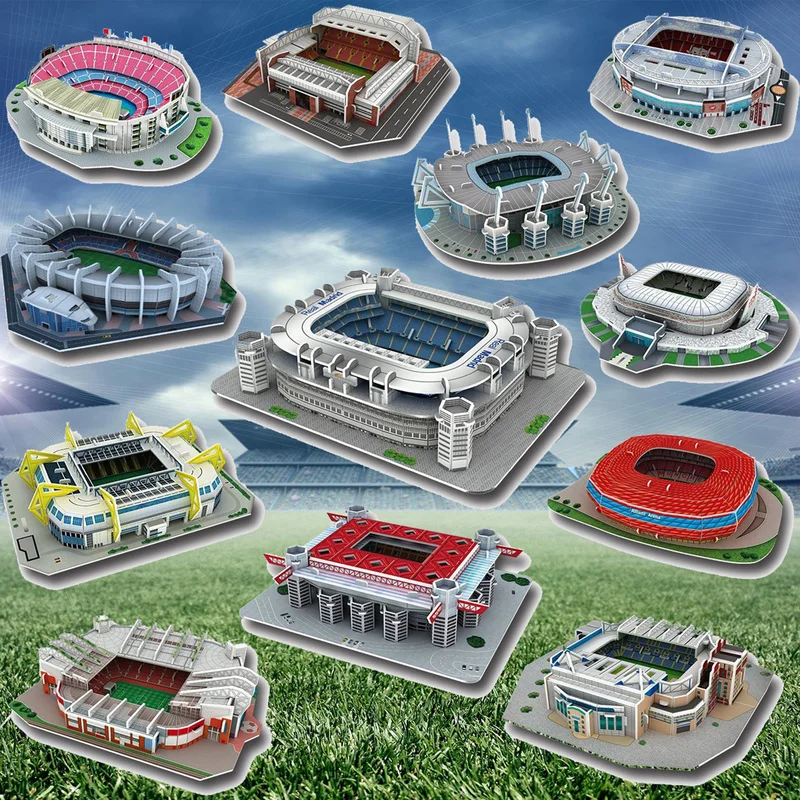 DIY 3D Paper Puzzle  Assembled Football Field Model Educational Toys Jigsaw Puzzle Model Toy for Friends Kids Handmade Gifts marker cone holder lightweight training holder cone stable practical field disc cone marker holder for football