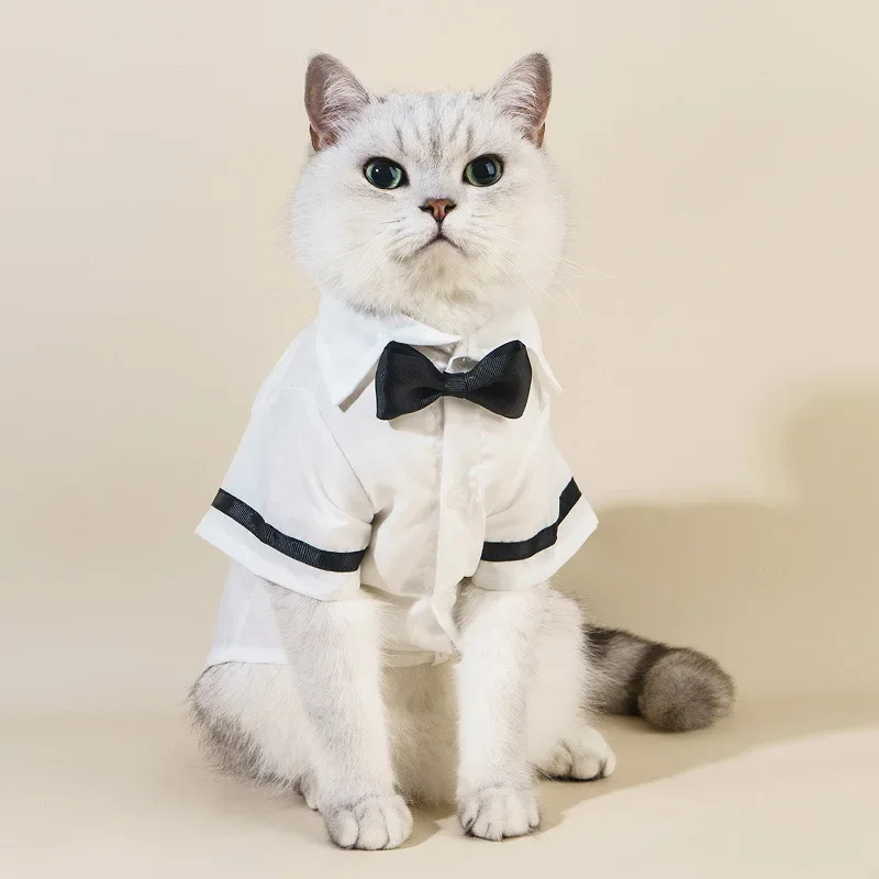 

Cat Shirt Bow Tie Set Teddy Dog Pet Clothes Chenery Suit Tuxedo Cat Outfit Kitten Clothes