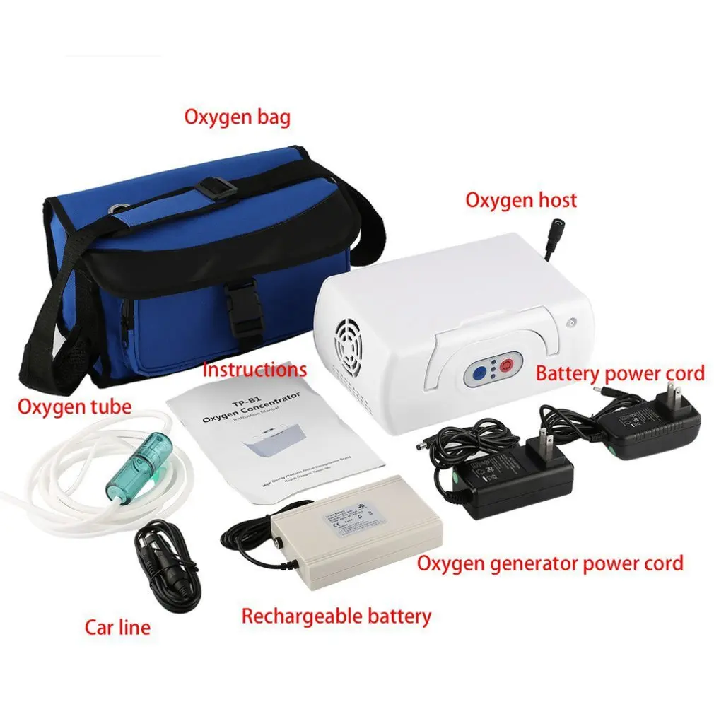 XGREEO Two Batteries Genuine Portable Oxygen Concentrator Generator Home Use Oxygen Bar O2 Making Machine Respirator