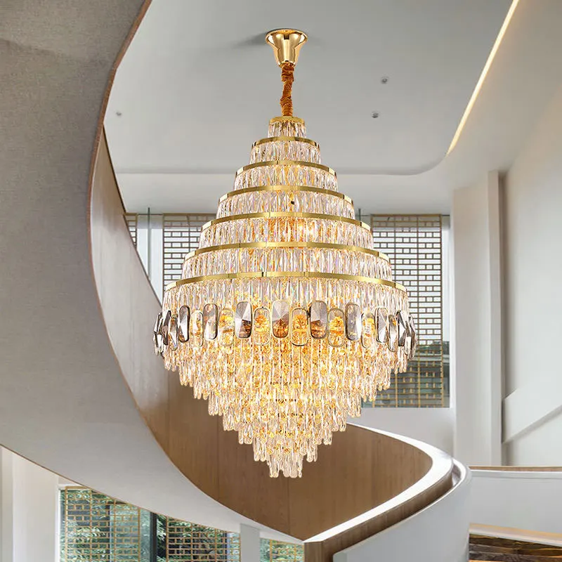 2023 Luxury European LED Crystal Pendant Light Indoor Decoration Hotel  Villa DIY Large Project Pendant Lighting Fixture - AliExpress