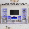 3 Piece Modern High Gloss Fireplace TV Stand + Bookcase Set for Living Room Includes 68" TV Stand with 40" Fireplace 4