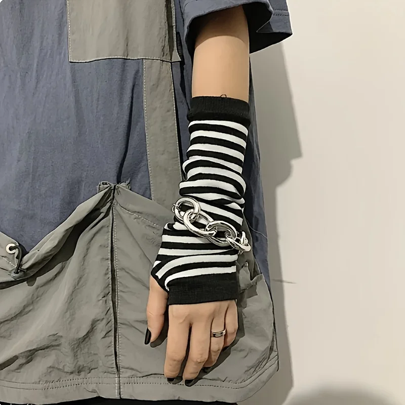 1/3pairs Long Fingerless Gloves Soft Knitted Fashion Goth Gloves Winter Unisex Windproof Elastic Outdoor Sport Arm Warmer Mitten