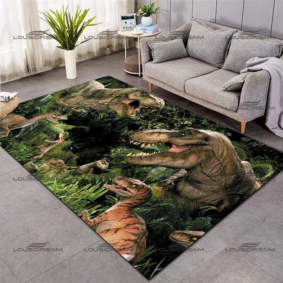 Ferocious Dinosaur Pattern Carpet Square Flannel Tyrannosaurus Rex Floor Mats Modern Home Living Room Rugs Bedroom Carpet