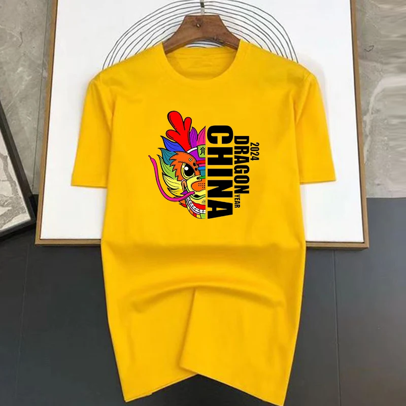Men's Cotton T-shirt Dragon Print Oversized Breathable Top_voghion.com