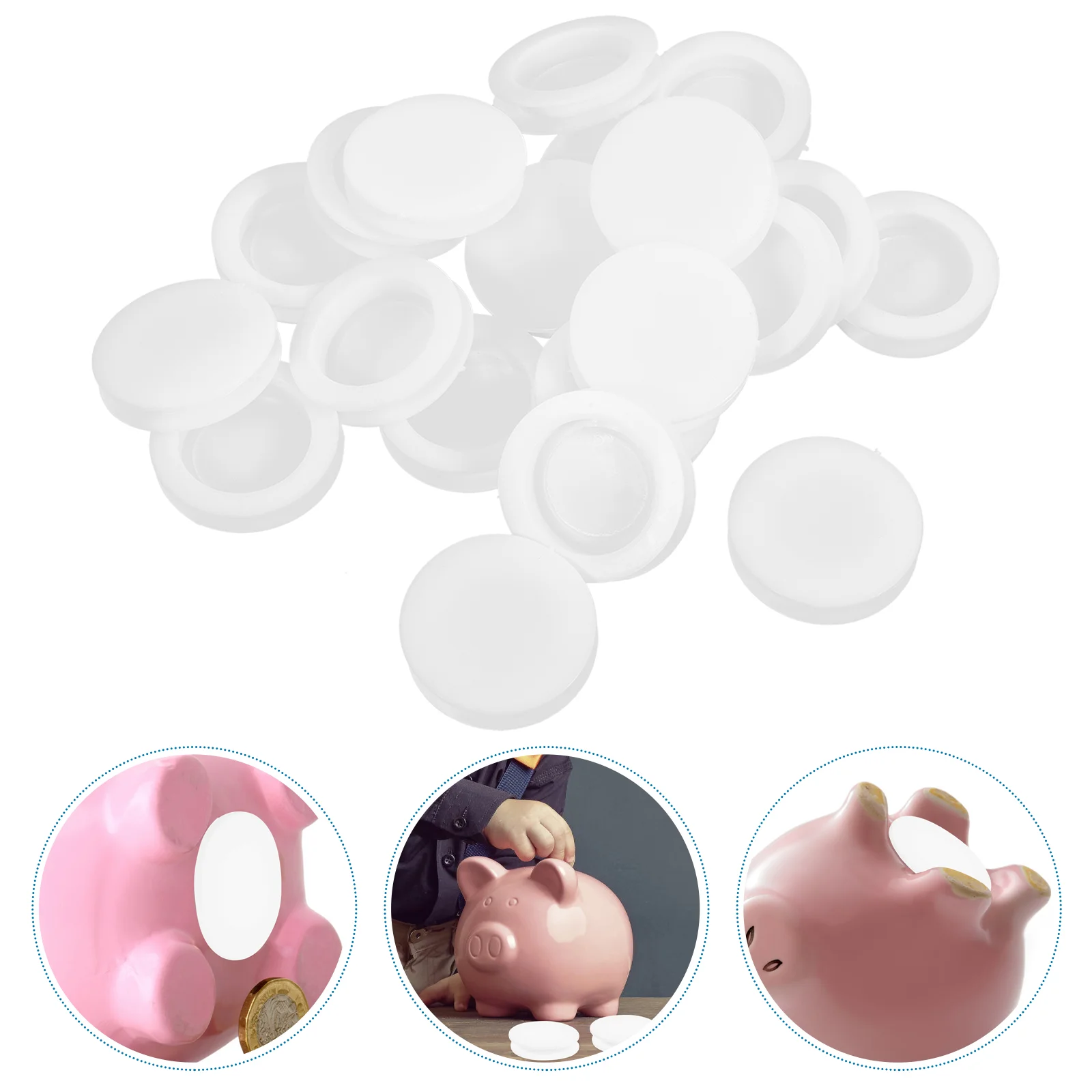 

20 Pcs Piggy Bank Gasket Plugs Round Rubber Stopper Replacement Pvc Bottom Cover