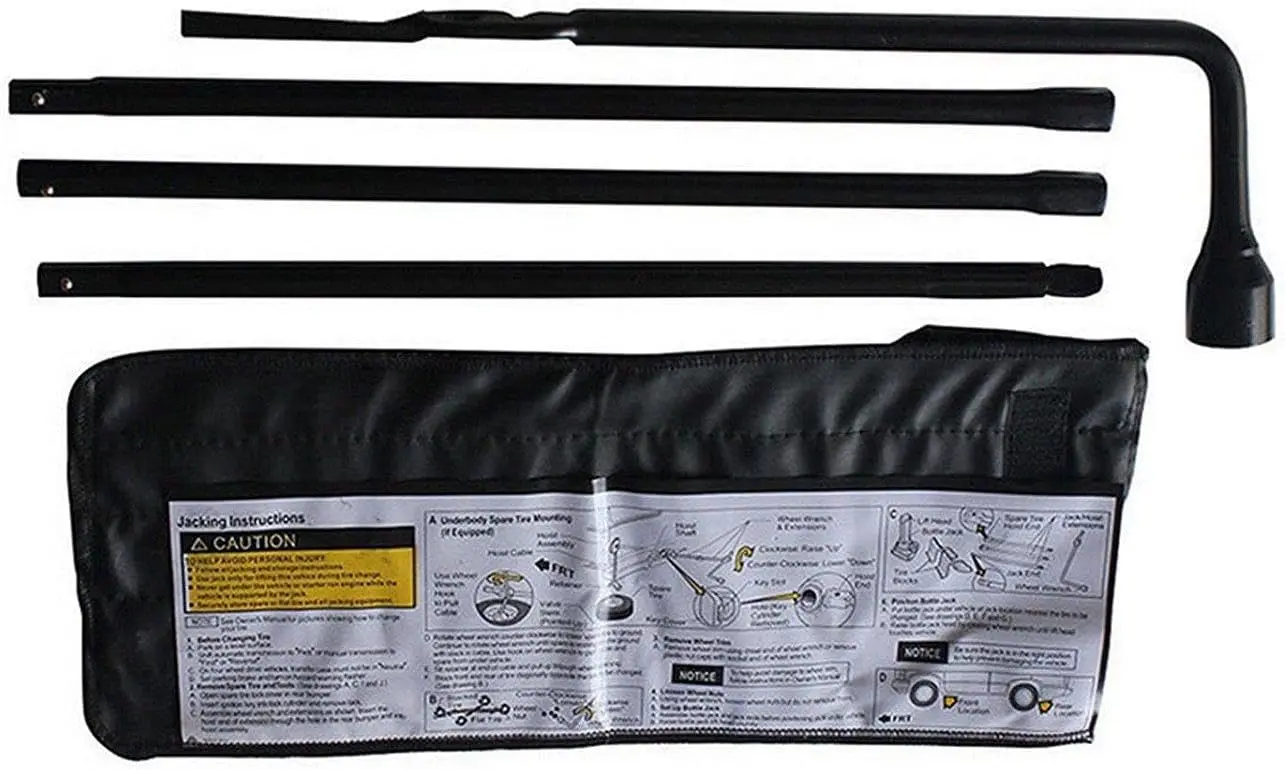Compatible with Chevrolet Silverado & GMC Sierra 1500 2500 3500 (2000-2014) – Tire Lug Wrench & Jack Tool Kit with Extension, Spare Tire Change Kit in Storage Bag