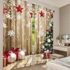 2Pcs Christmas Curtains Rustic Snow Christmas Tree Gifts For Christmas Party Decoration Suitable For Bedroom Living Room Dining 2