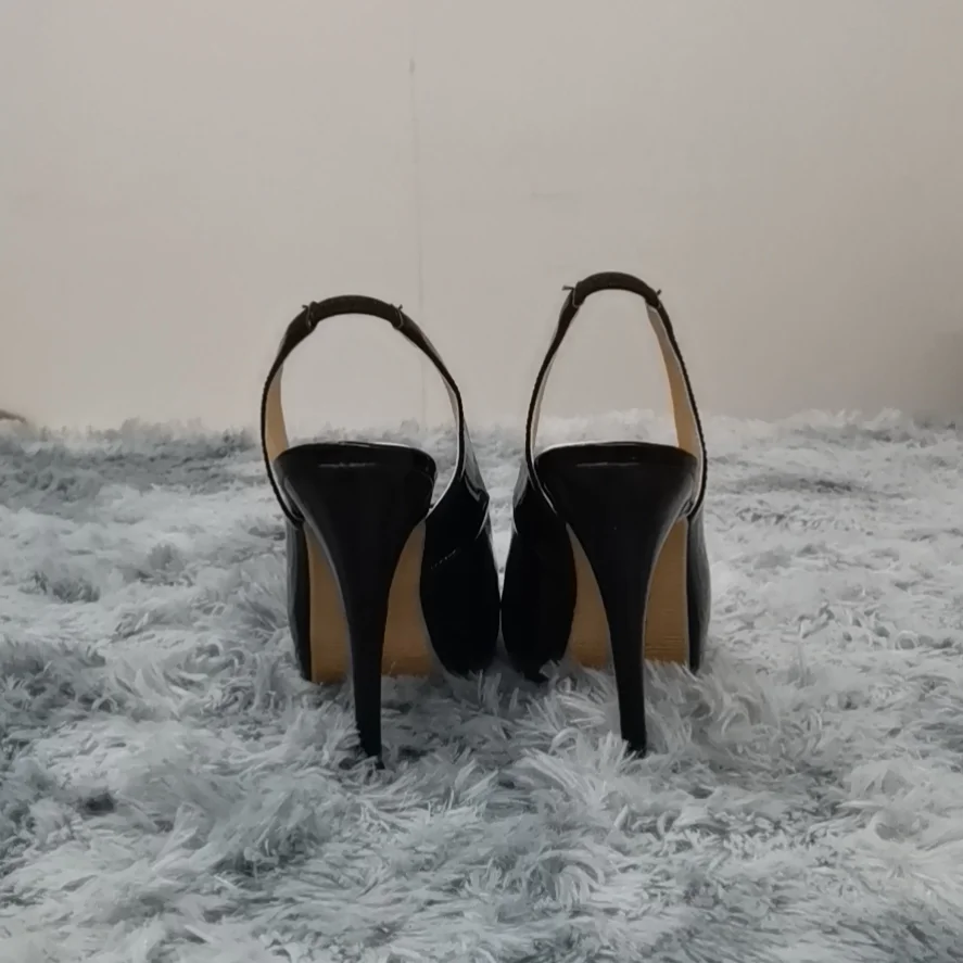 Women Pumps Fashion 12cm Sexy Open Toe Thin Heel Patent Leather Platform High Heels Gladiator Party Dress Wedding Shoes 3