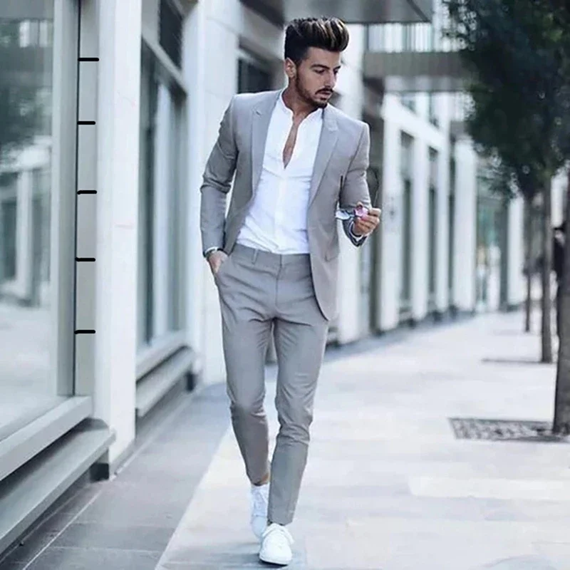 Men's Luxurious Business Suit for Wedding Party Tuxedos Slim Fit Peak Lapel Pink Suits (Jacket + Pants)