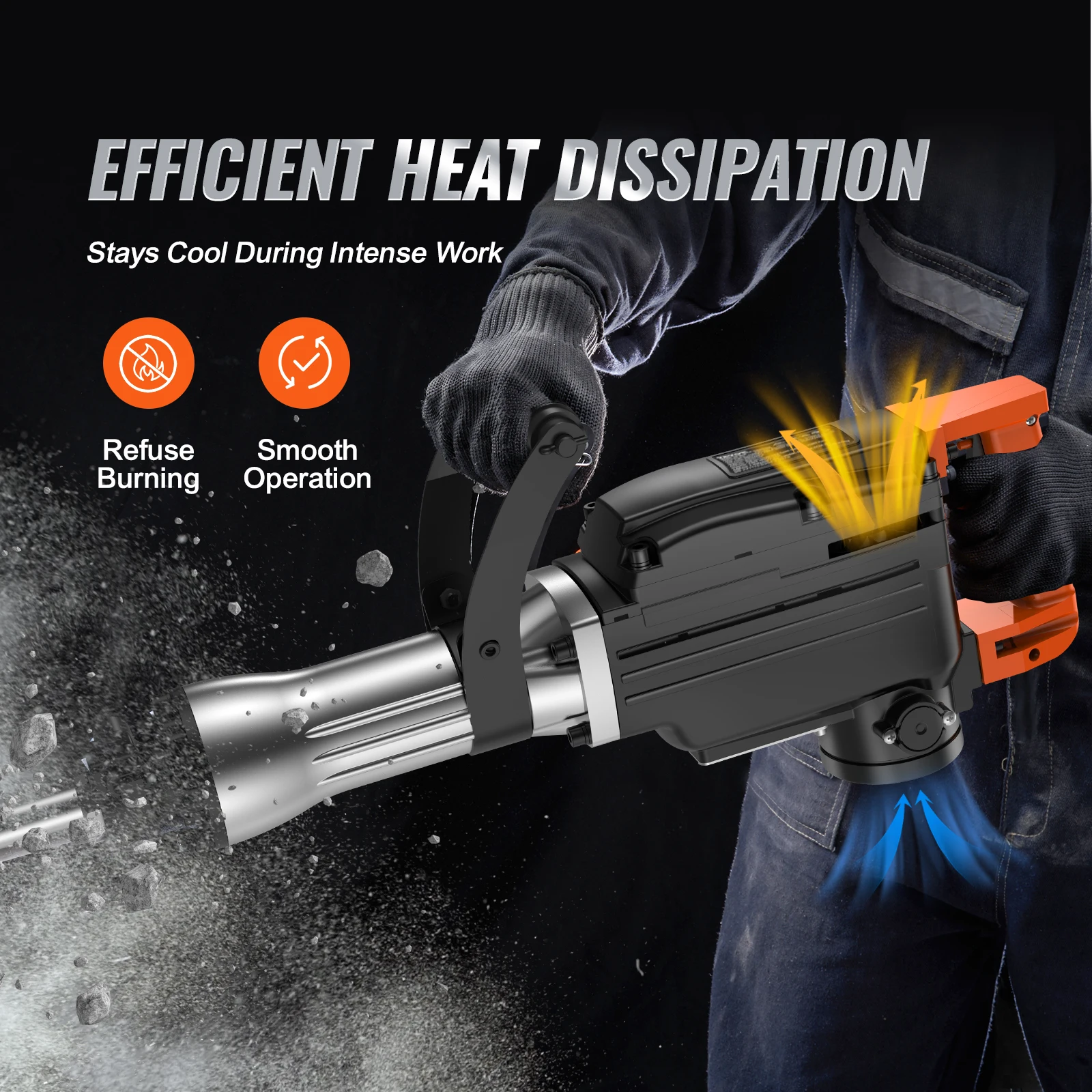 VEVOR Demolition Jack Hammer 2200W Jack Hammer Concrete Breaker 1350 BPM Heavy Duty Electric Jack Hamme 4/2pcs Chisels Bit 4