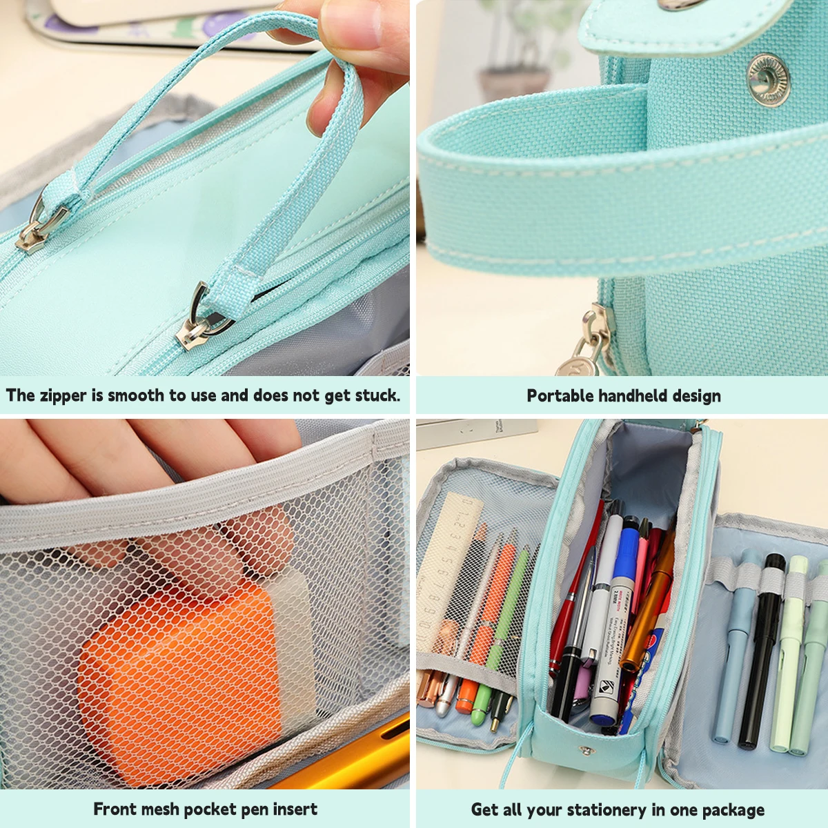 카와이 휴대용 연필 케이스, 대용량 인스 문구 보관 가방, 다기능 펜 박스, 학교 사무용품 문구