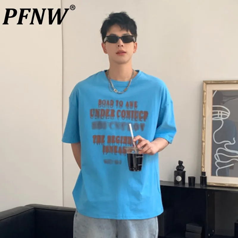 

Мужская свободная футболка PFNW, футболка с коротким рукавом и круглым вырезом, с принтом букв, летний сезон 2024