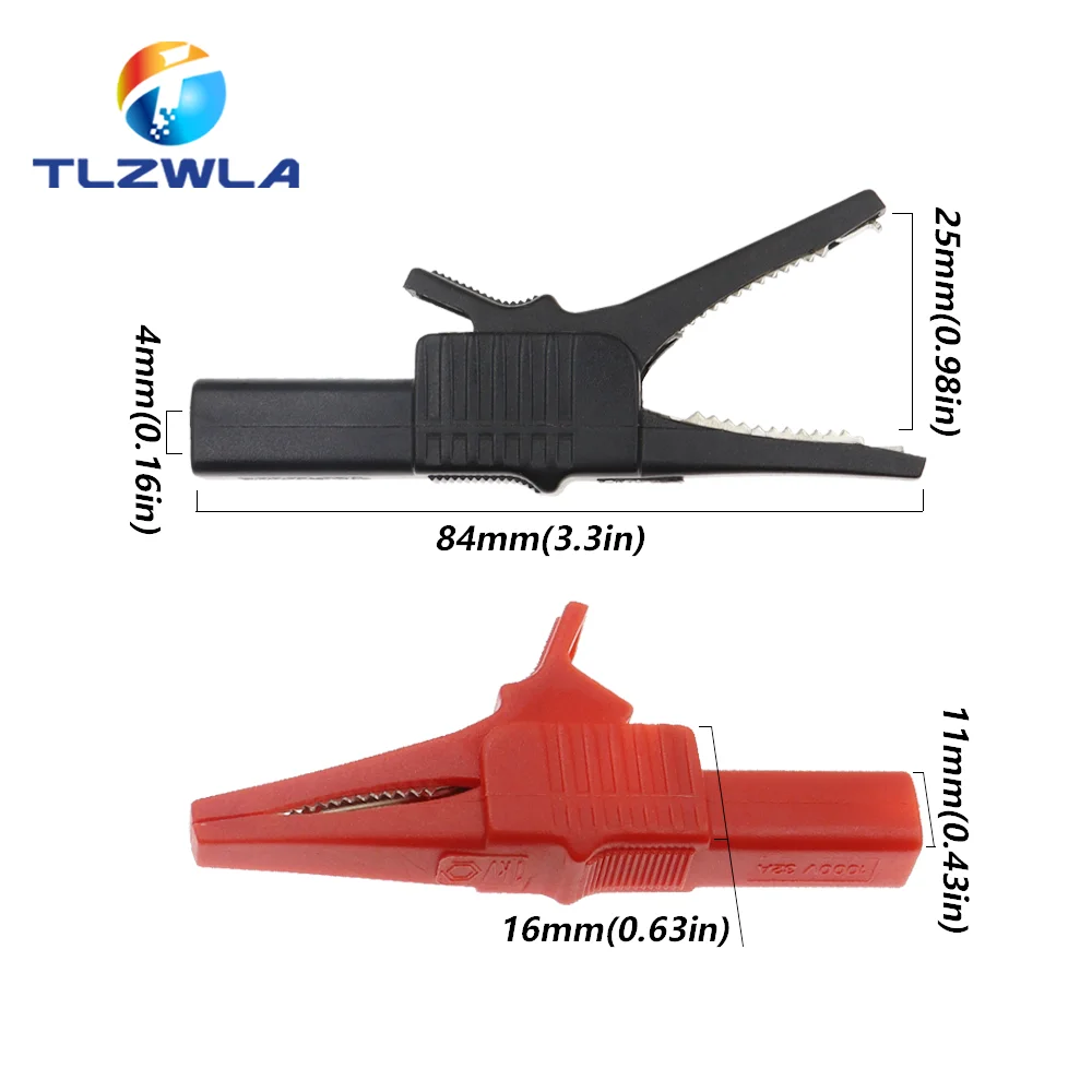 1PCS 32A 1000V Heavy Duty Alligator Clip Safety Copper Crocodile Clamp Multimeter Test Clips with 4mm Banana Plug alligator clips electric test clamp