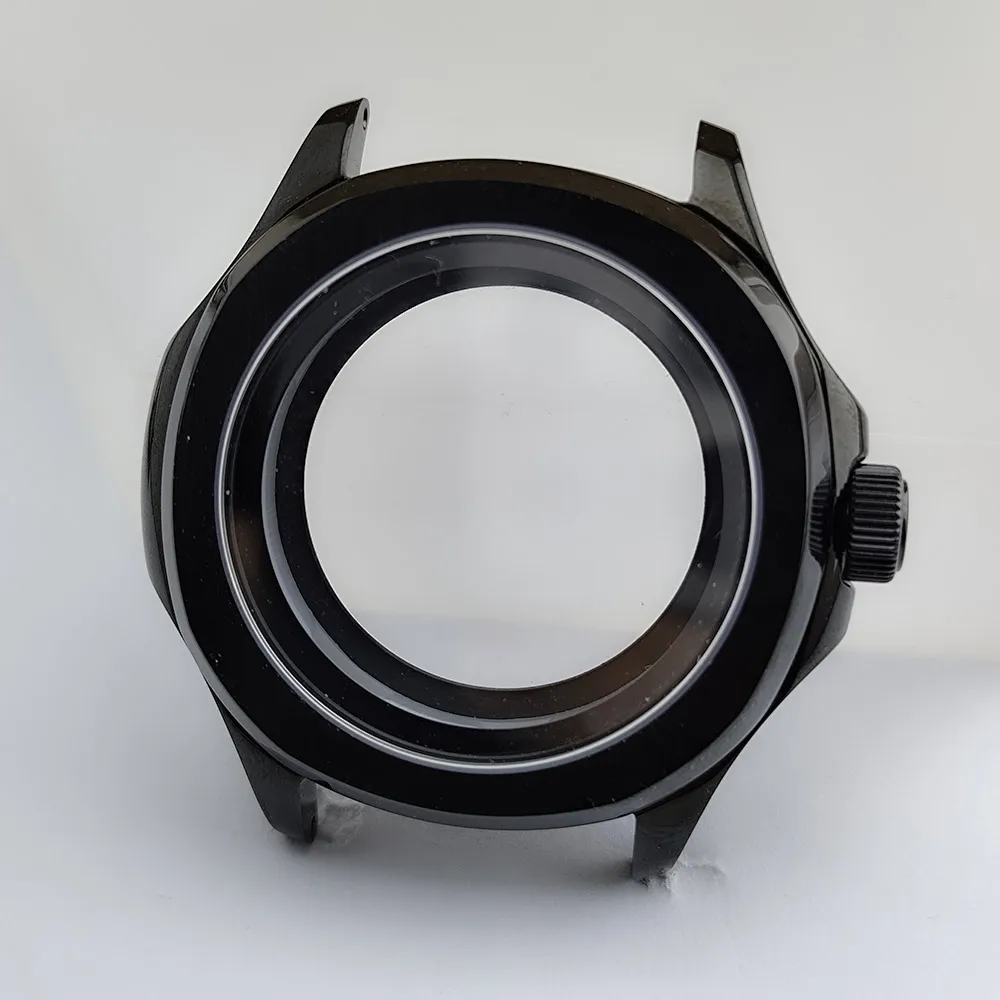Black Steel Watch Case with Sapphire Glass and Chapter Ring, 39.5mm