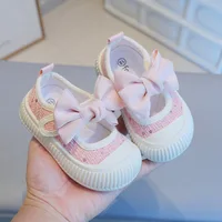 Spring New Children Students Soft Sole Casual Shoes Fashion Bow Girls Baby Anti Kick Shoe Princess Kids Breathable Canvas Shoes 4
