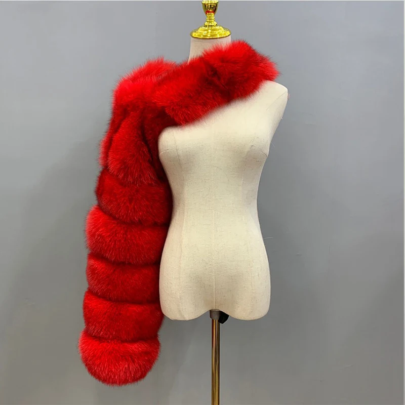 Winter Warm Clothes 2023 Silver Fox Faux Fur Coats Women One Shoulder Long Sleeve Warm Mink Jackets Furry Coat Femme Top